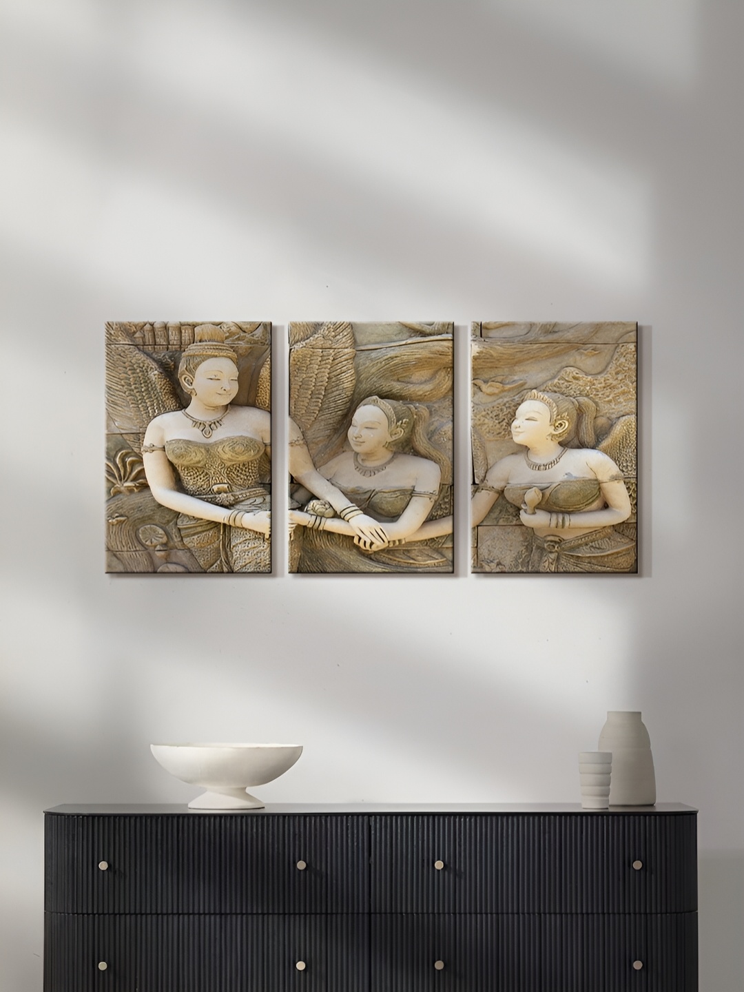 

999Store Brown 3 Pieces Canvas Paintings Wall Art