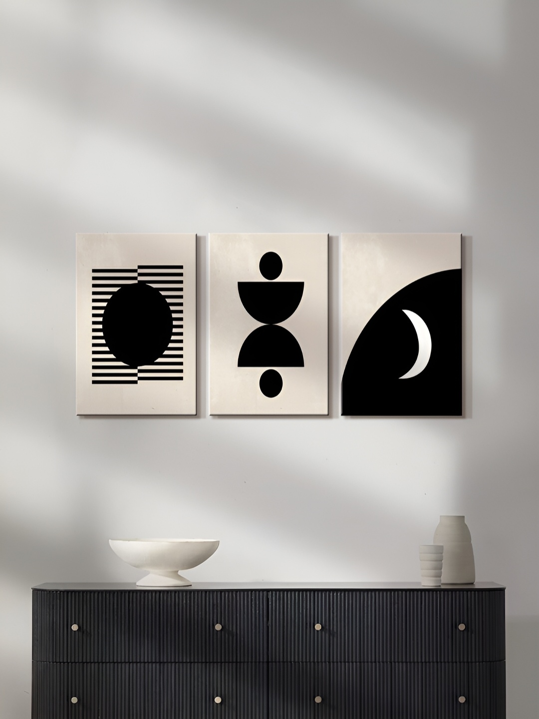 

999Store Grey & Black 3 Pieces Canvas Wall Arts