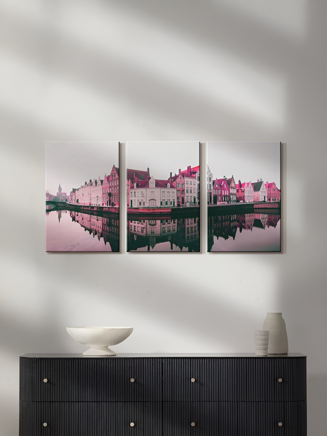 

999Store Grey & Pink 3 Piece Canvas Paintings Wall Art