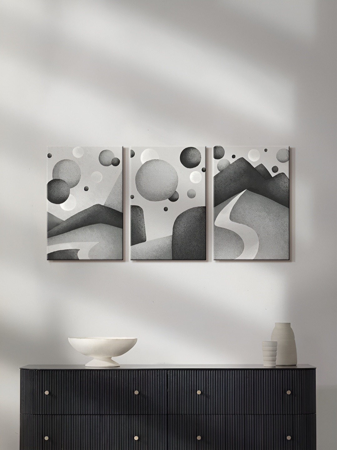 

999Store Grey & White 3 Pieces Canvas Wall Arts