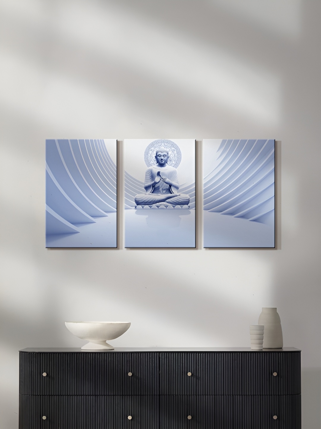 

999Store Blue 3 Piece Canvas Religious Paintings Wall Art