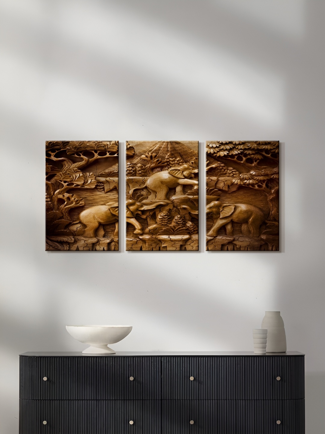 

999Store Brown 3 Pieces Canvas Wall Paintings