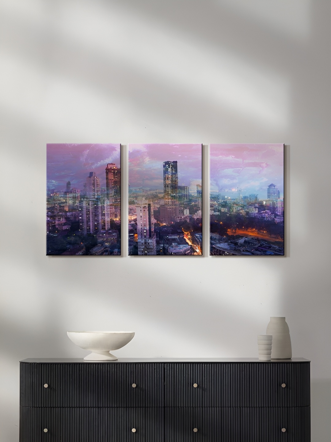 

999Store Violet & Blue 3 Pieces Canvas Painting Wall Arts