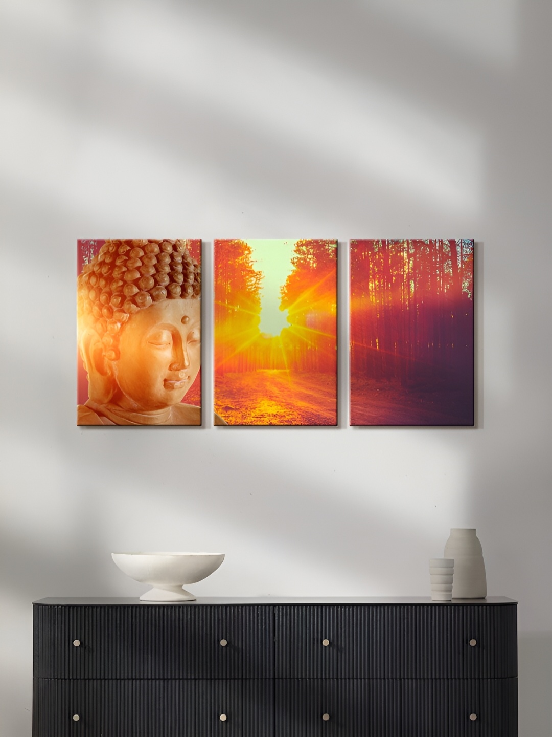 

999Store Brown & Orange 3 Pieces Canvas Painting Wall Arts