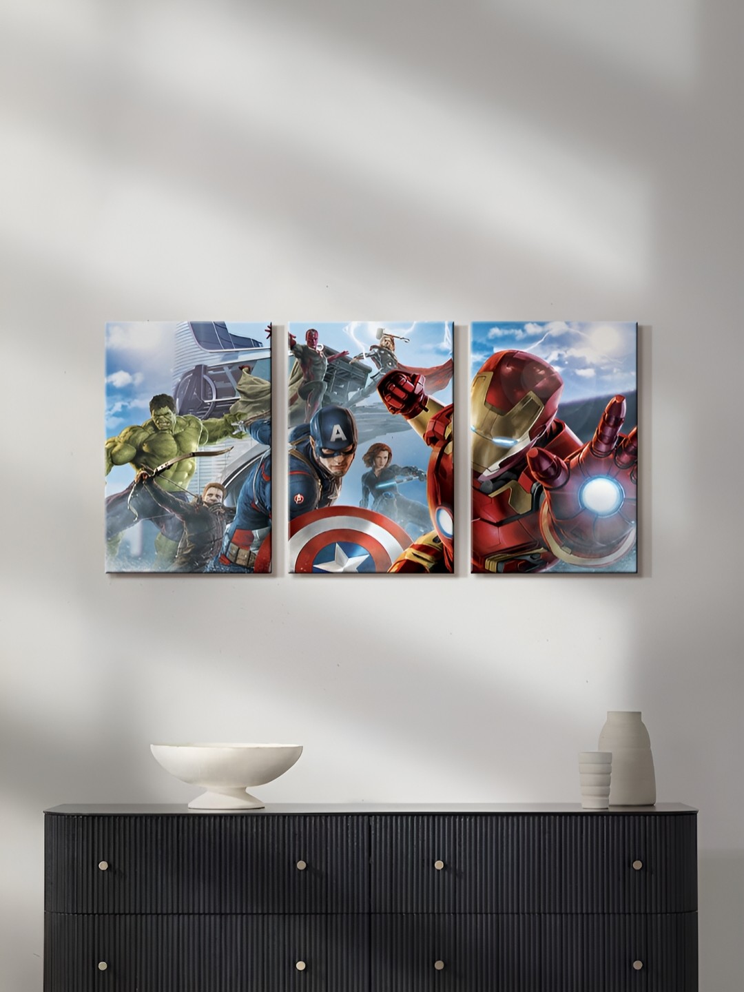 

999Store Blue & Red 3 Pieces Canvas Paintings Wall Art