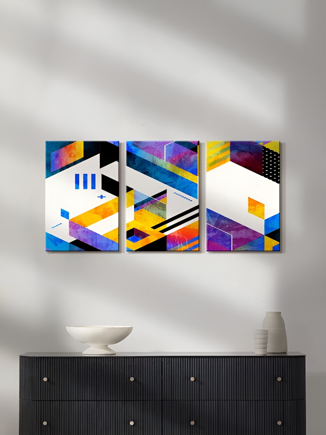 

999Store White & Blue 3 Piece Canvas Other Painting Wall Art