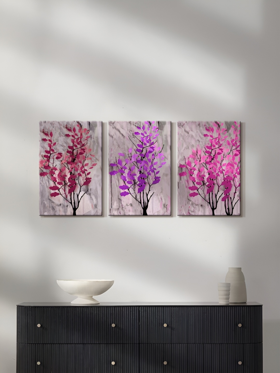 

999Store Grey & Purple 3 Pieces Canvas Painting Wall Arts
