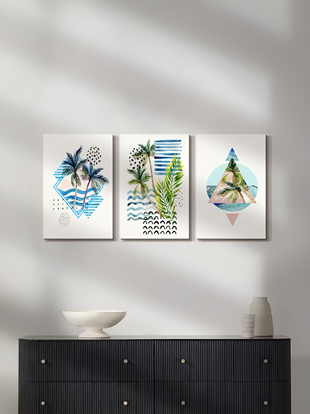 

999Store Blue & Green 3 Piece Canvas Other Painting Wall Art