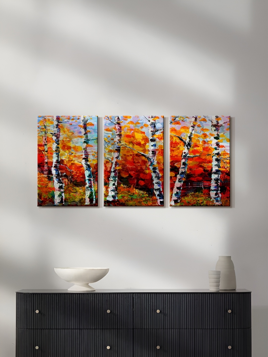 

999Store Red & Blue 3 Pieces Canvas Wall Paintings