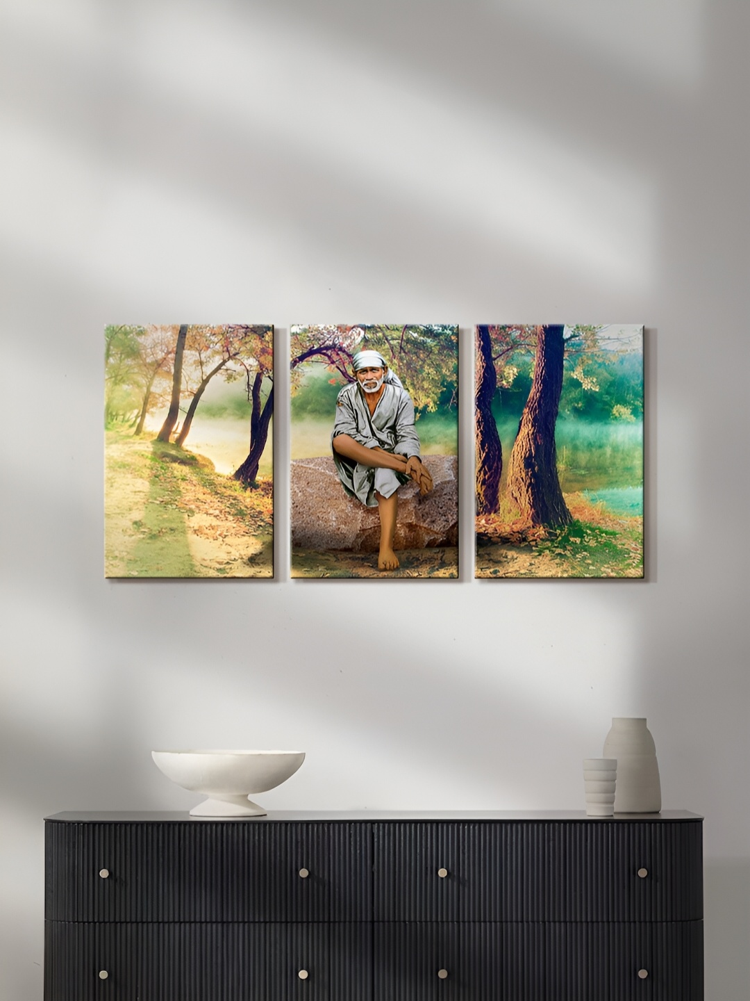 

999Store Green & Grey 3 Pieces Canvas Painting Wall Art