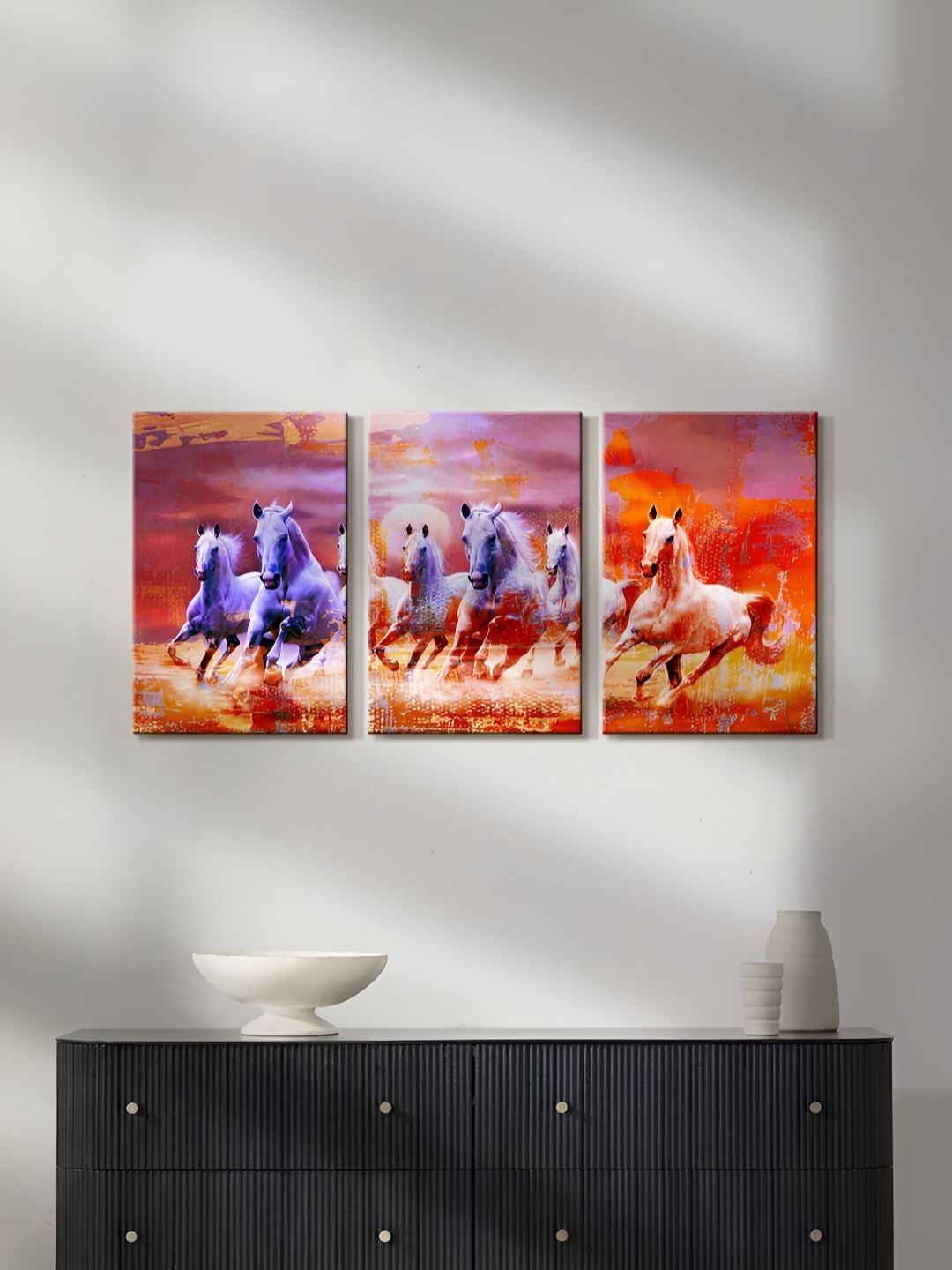 

999Store Violet & Red 3 Pieces Canvas Painting Wall Arts