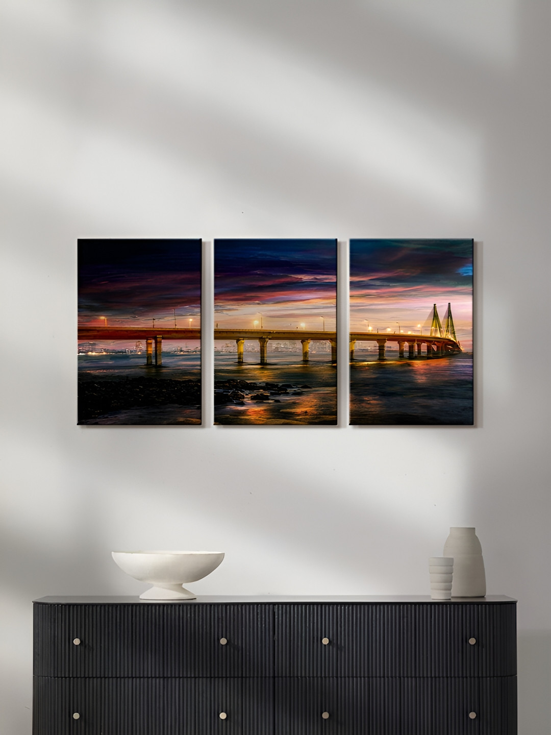 

999Store Blue & Beige 3 Pieces Canvas Paintings Wall Art