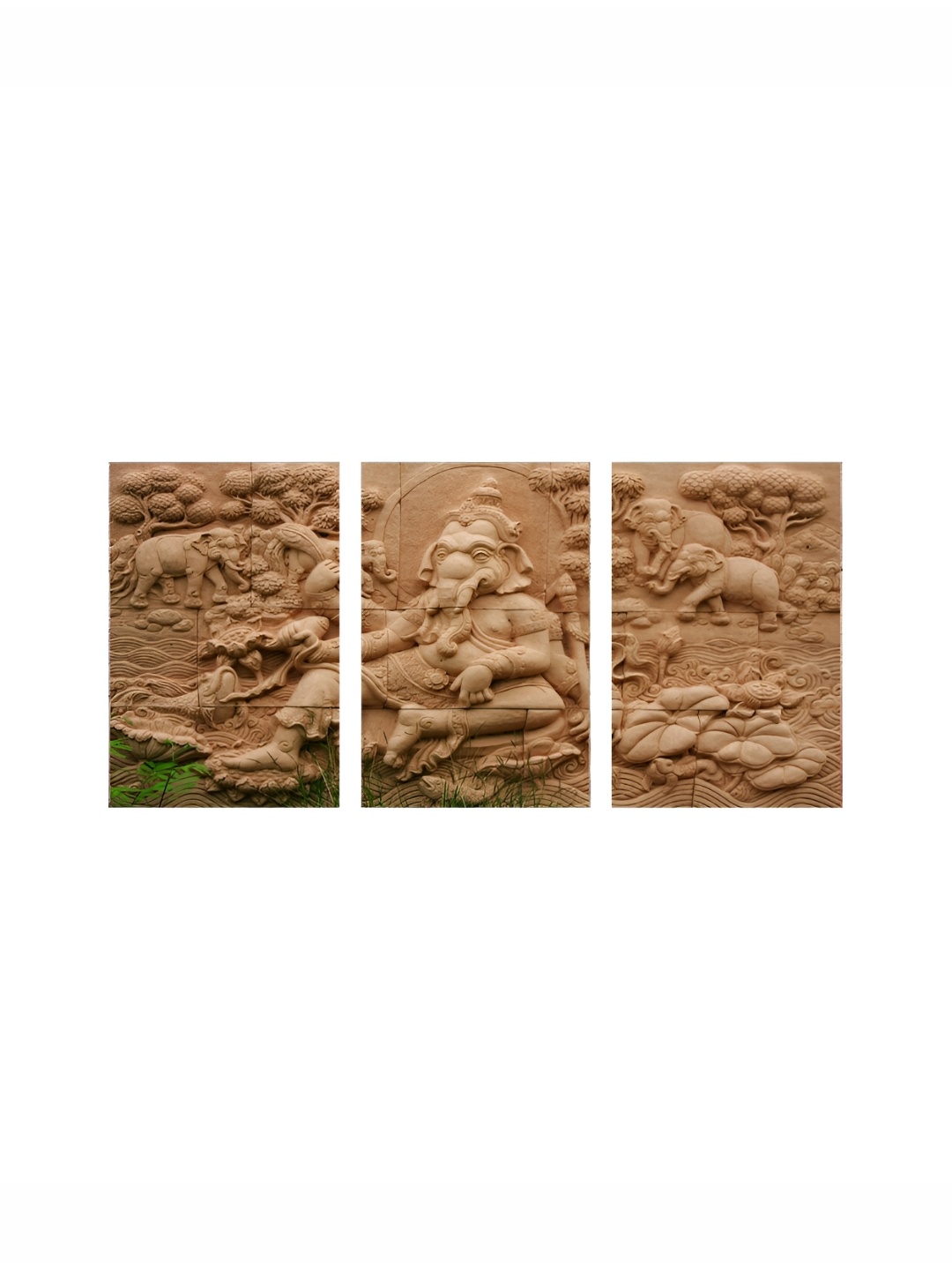 

999Store Brown 3 Pieces Religious Canvas Wall Arts