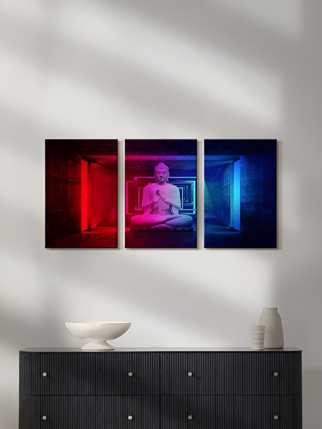 

999Store Blue & Red 3 Piece Canvas Painting Wall Arts