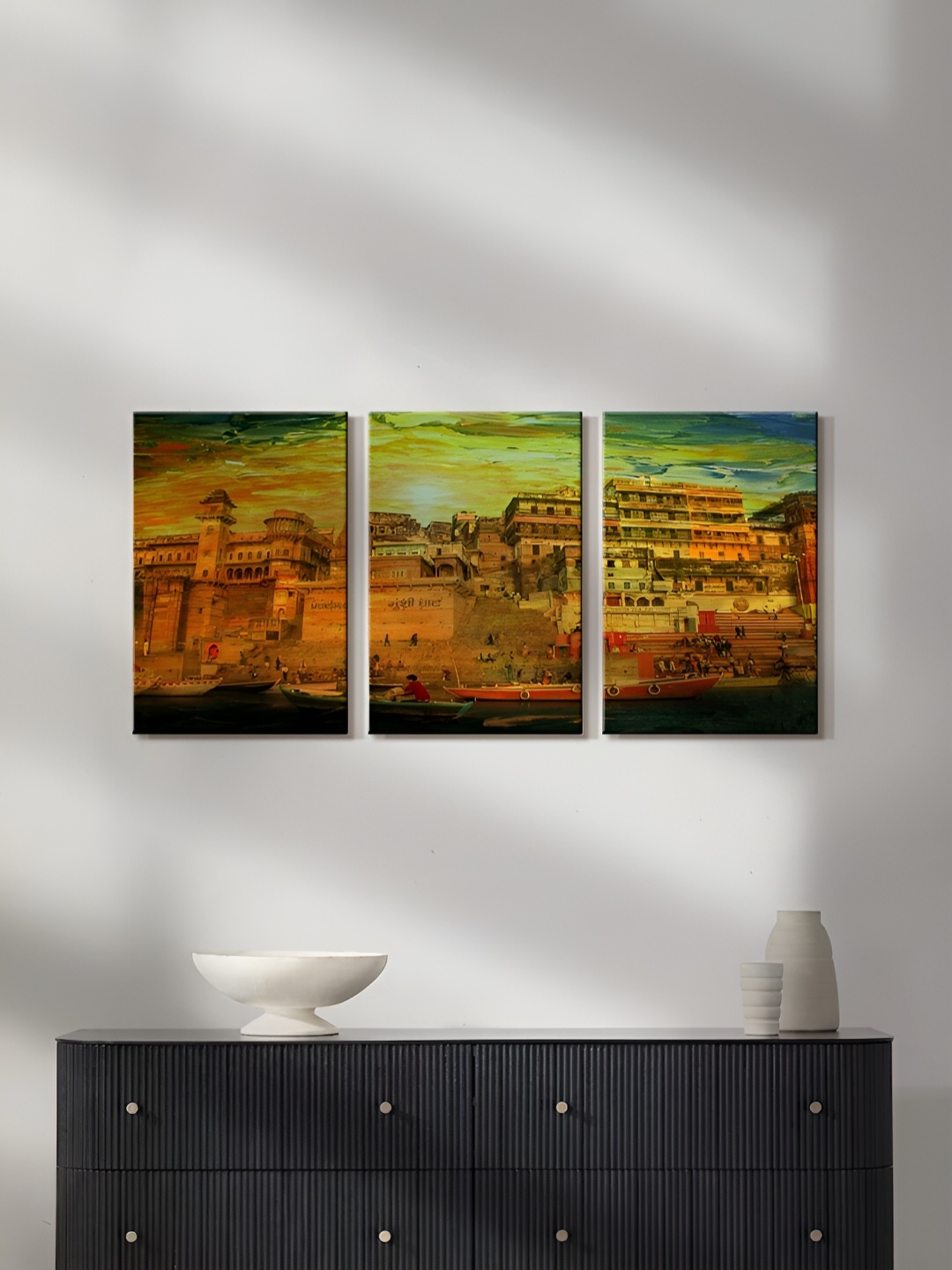 

999Store Brown & Green 3 Pieces Canvas Other Wall Art