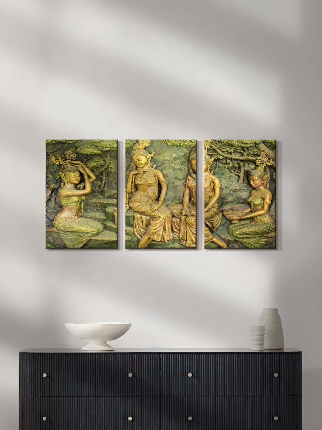 

999Store Green & Brown 3 Pieces Canvas Painting Wall Art