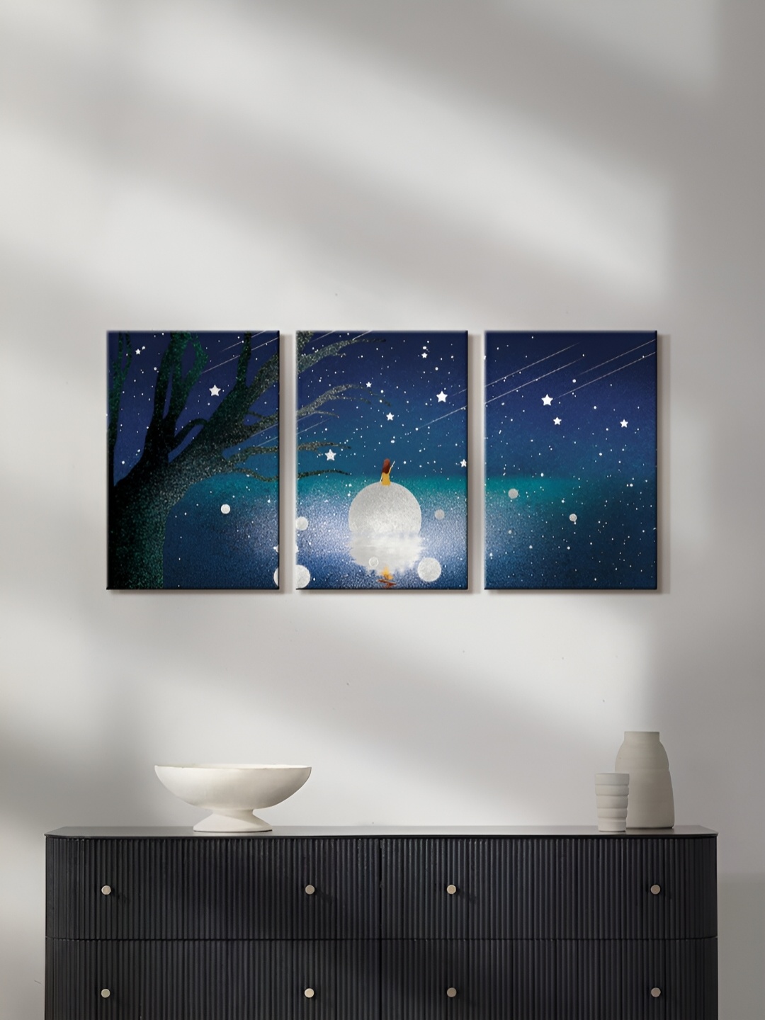 

999Store Blue & Black 3 Pieces Canvas Wall Art