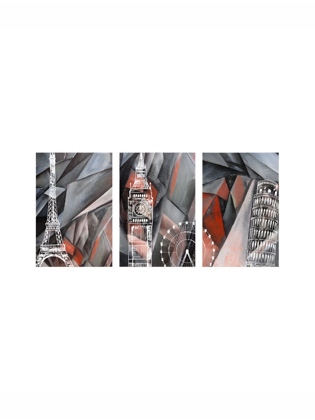 

999Store Grey & White 3 Pieces Canvas Wall Painting