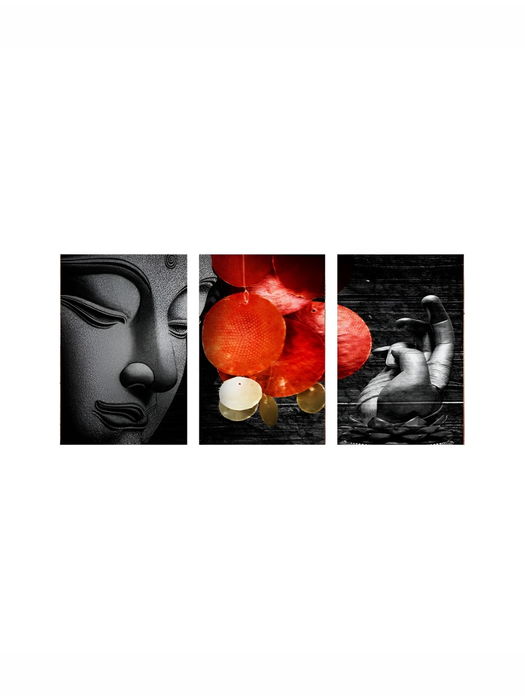 

999Store Black & Grey 3Pcs Canvas Religious Buddha Wall Paintings