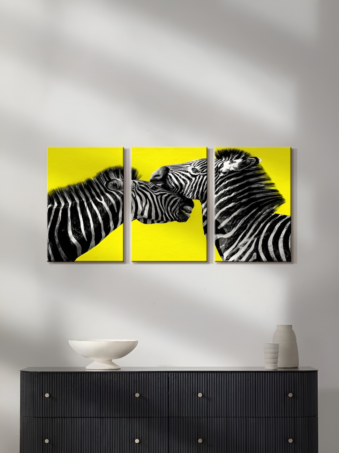

999Store Yellow & Black 3 Pieces Canvas Wall Art