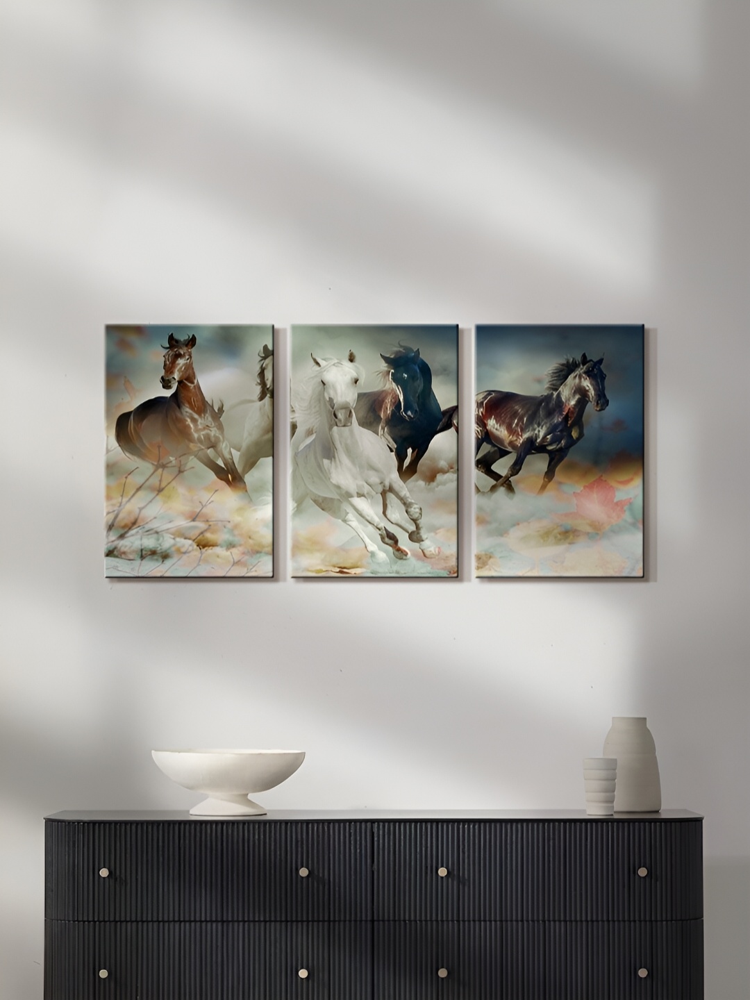 

999Store Grey & Black 3 Pieces Canvas Birds and Animals Paintings Wall Art