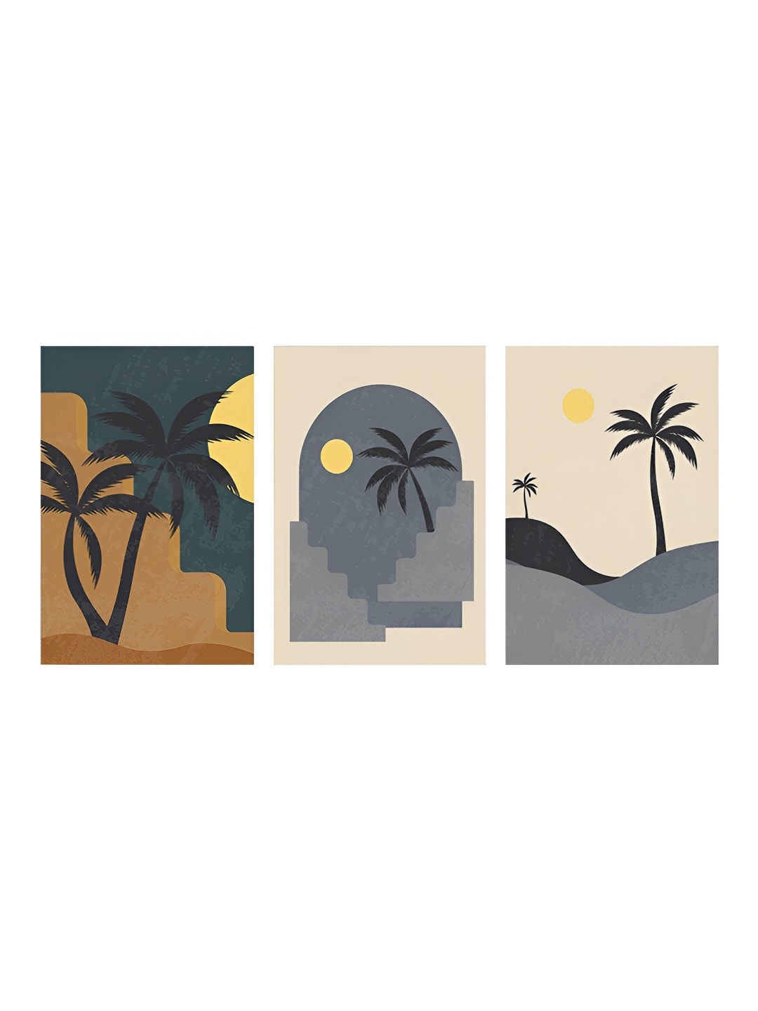 

999Store Grey & Brown 3 Pieces Canvas Wall Paintings