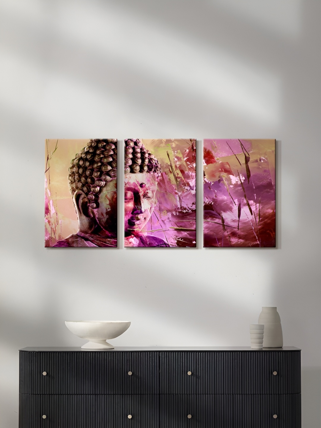

999Store Brown & Pink 3 Pieces Canvas Wall Art Paintings