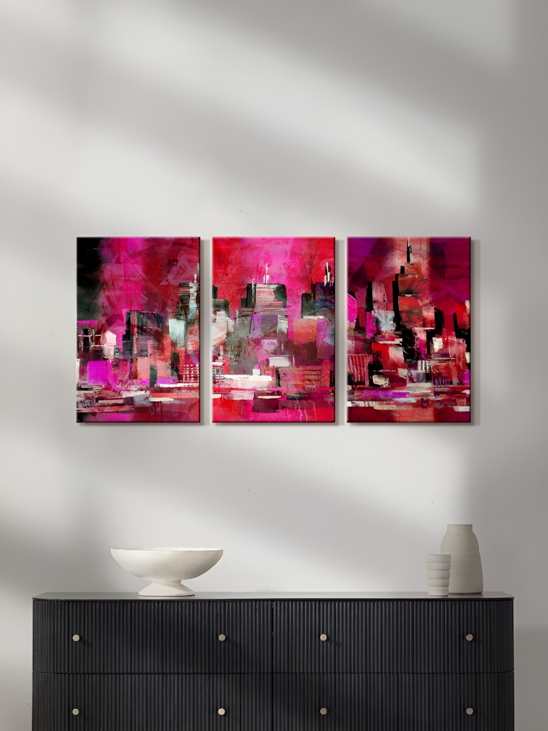 

999Store Red & Pink 3 Pieces Canvas Wall Art Paintings