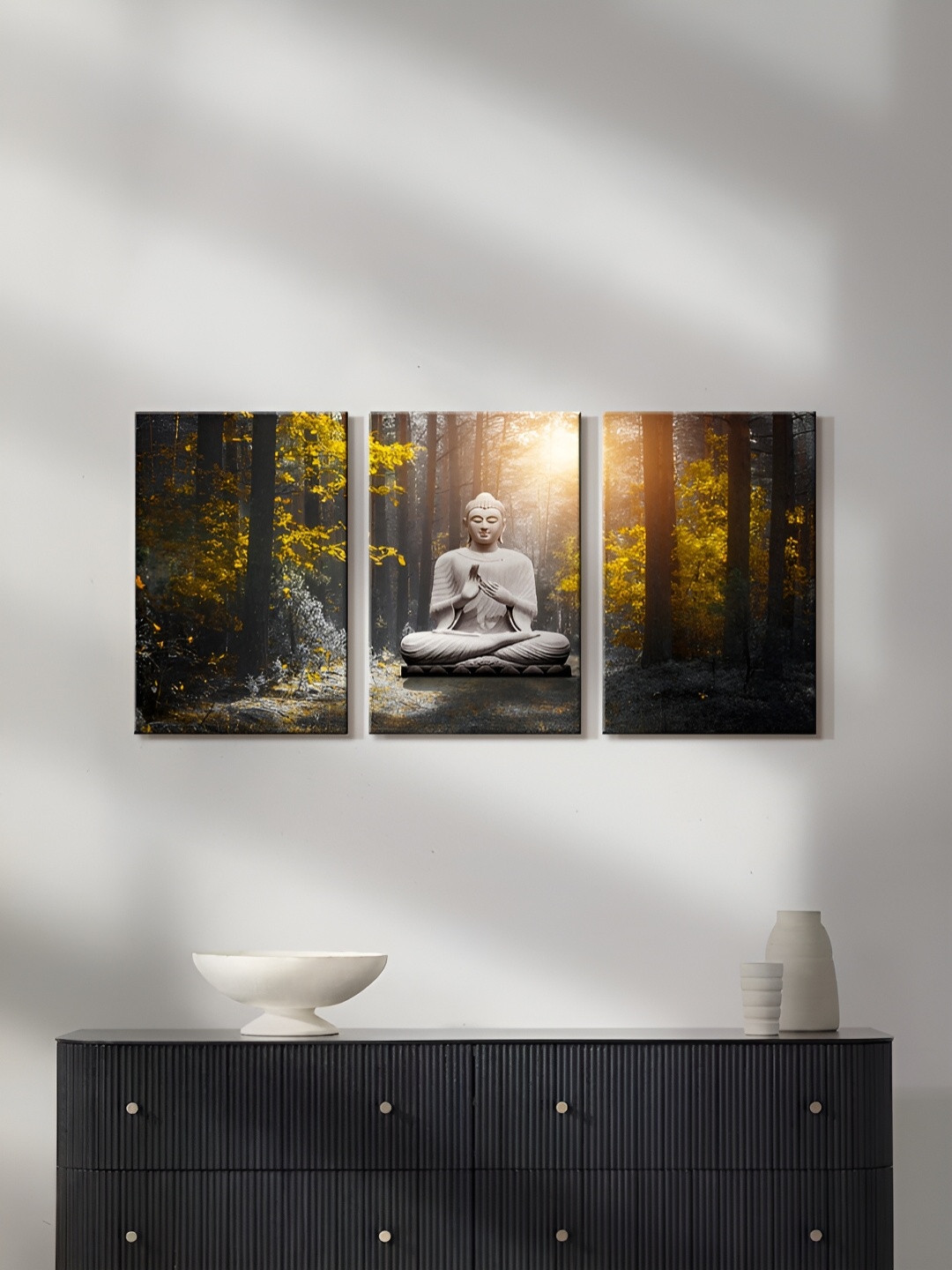 

999Store Brown & White 3 Pieces Canvas Religious Paintings Wall Art