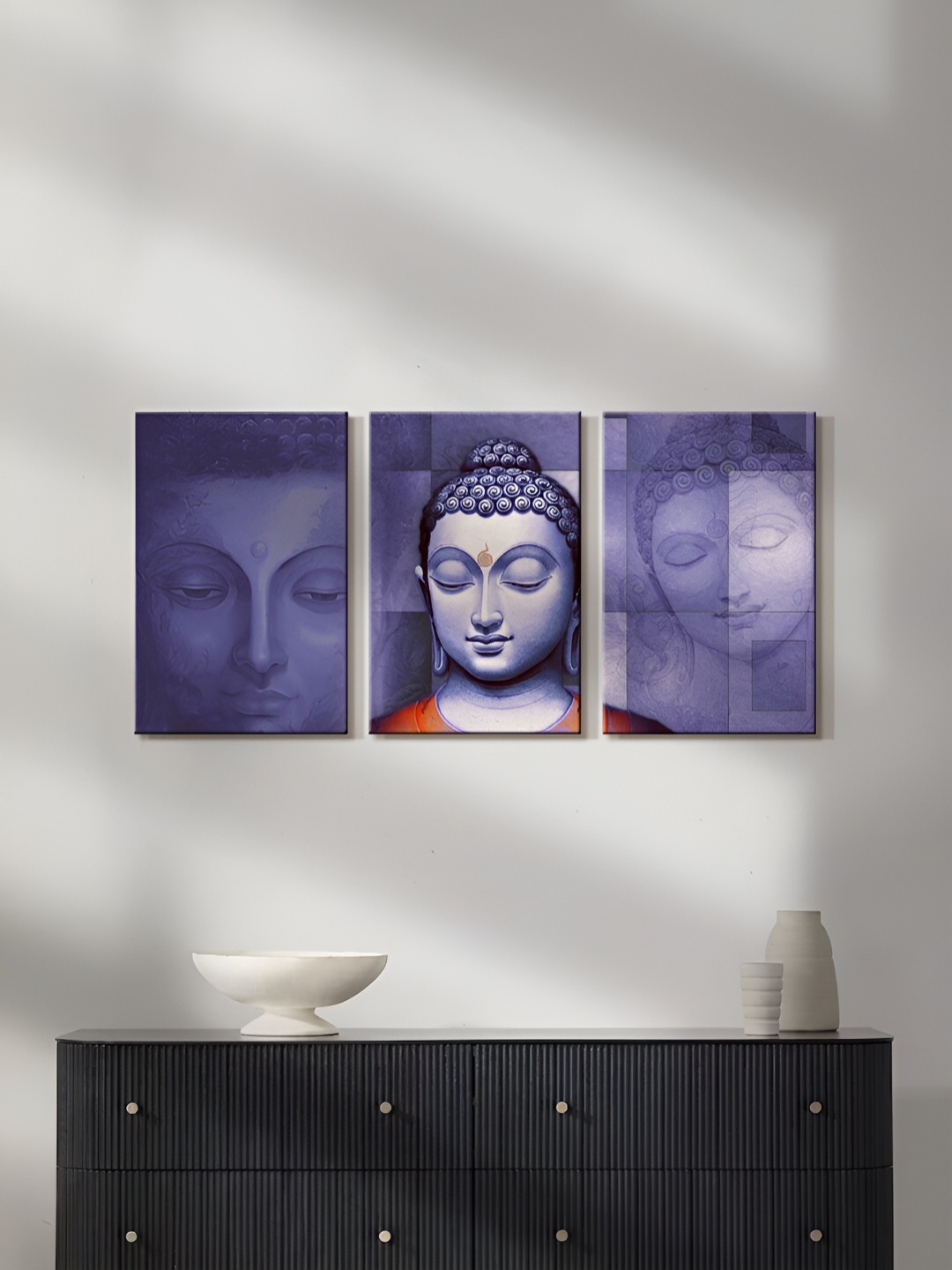 

999Store Blue 3 Pieces Canvas Religious Paintings Wall Art