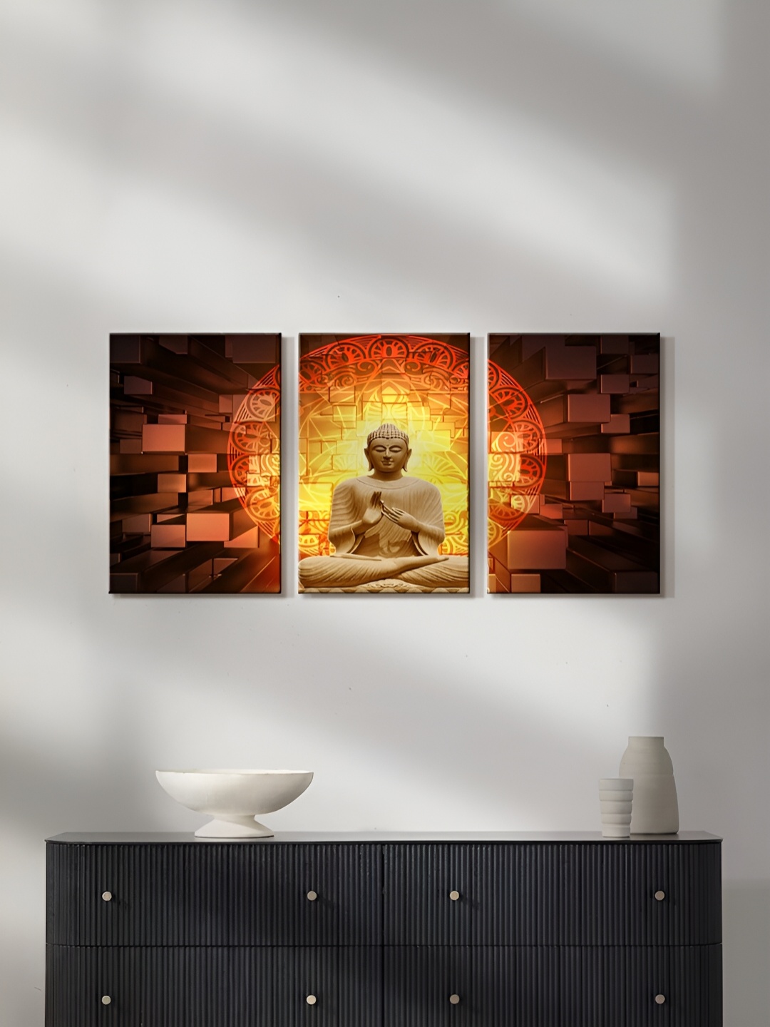 

999Store Brown & Yellow 3 Pieces Canvas Religious Paintings Wall Art