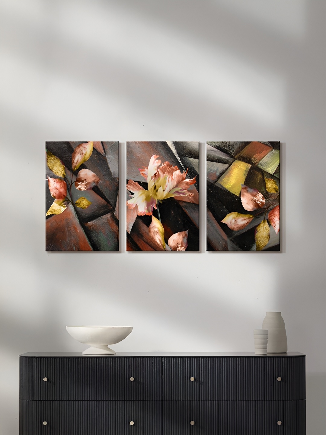 

999Store Grey & Red 3 Pieces Canvas Wall Art