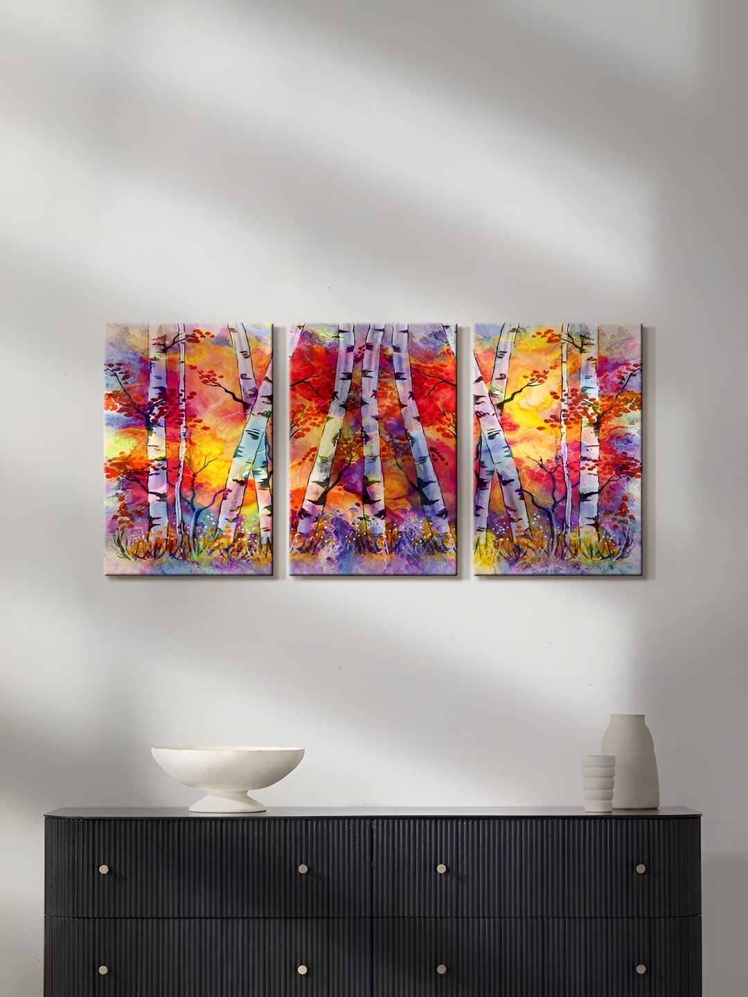 

999Store Red & Yellow 3 Pieces Canvas Paintings Wall Art