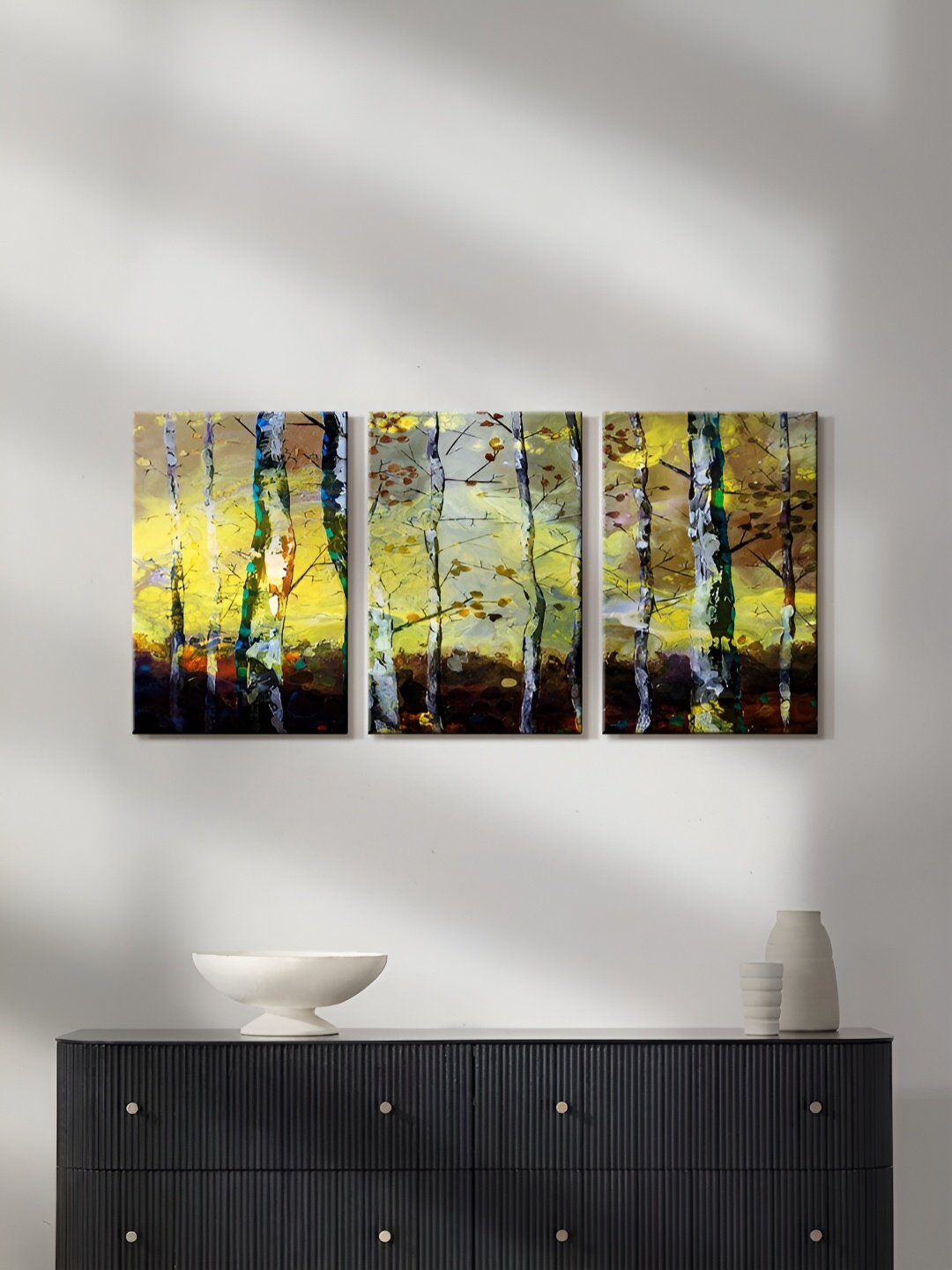 

999Store Yellow & Blue 3 Pieces Canvas Paintings Wall Art