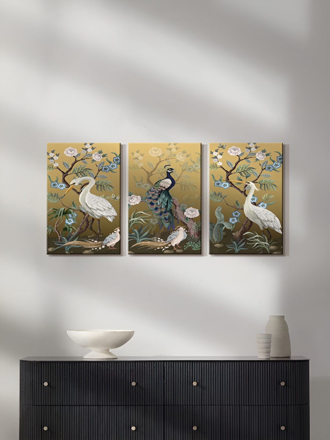 

999Store Brown & White 3 Pieces Canvas Paintings Wall Art
