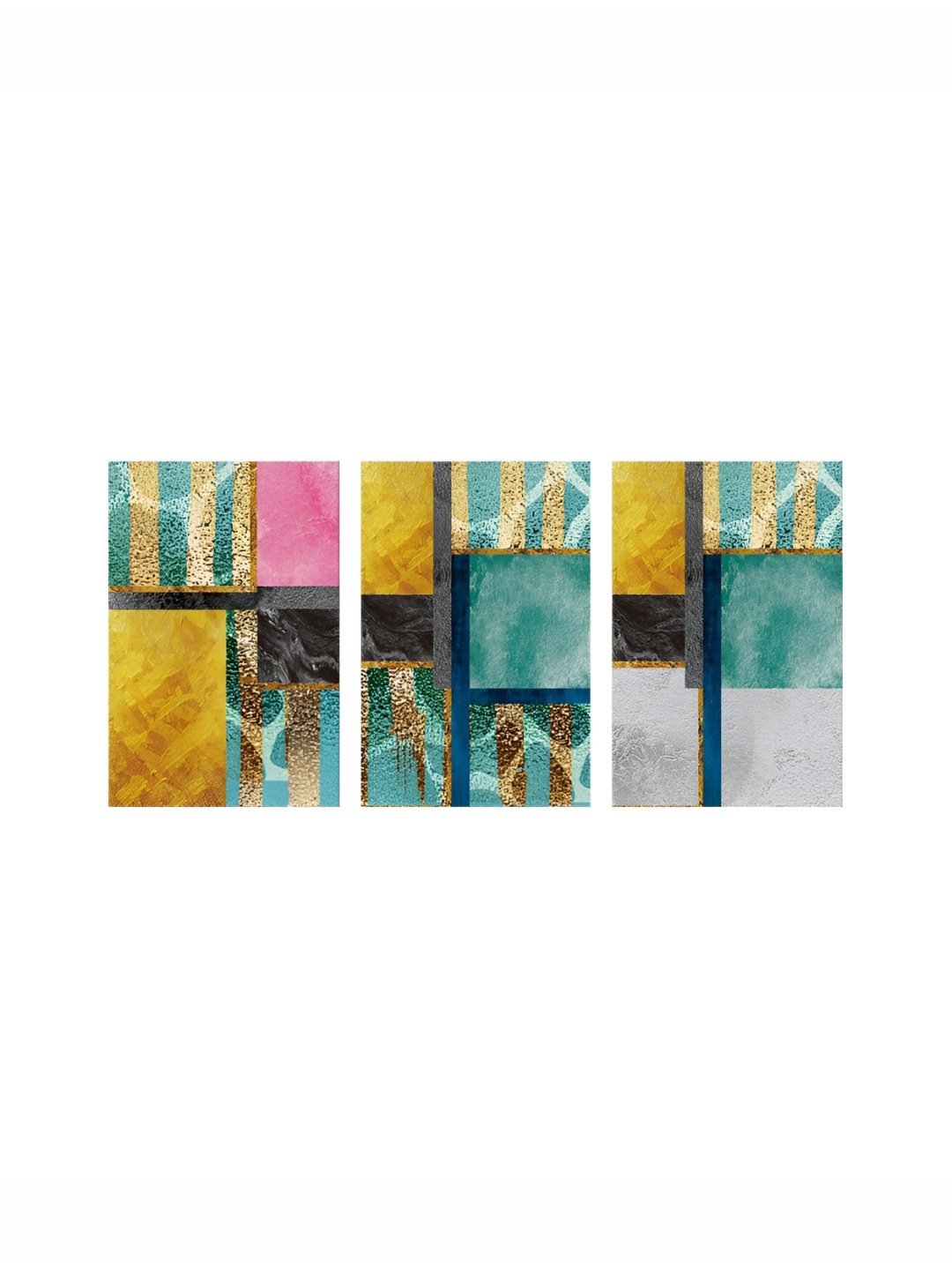 

999Store Green & Yellow 3 Pieces Canvas Paintings Wall Art