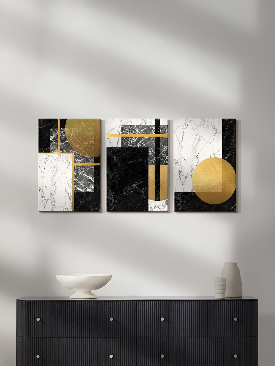 

999Store Grey & Black 3 Pieces Painting Wall Arts