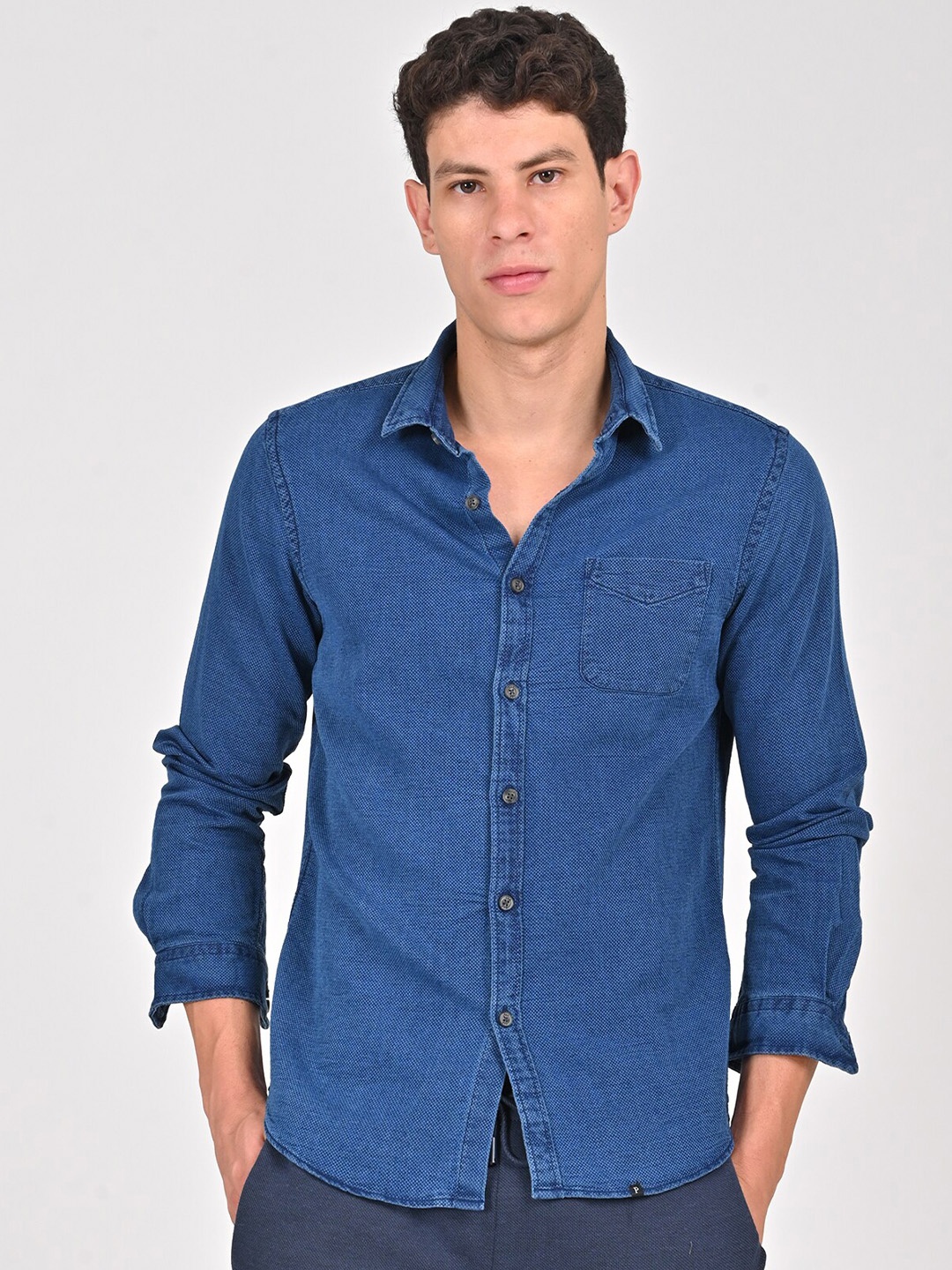 

POE Smart Slim Fit Cotton Casual Shirt, Navy blue