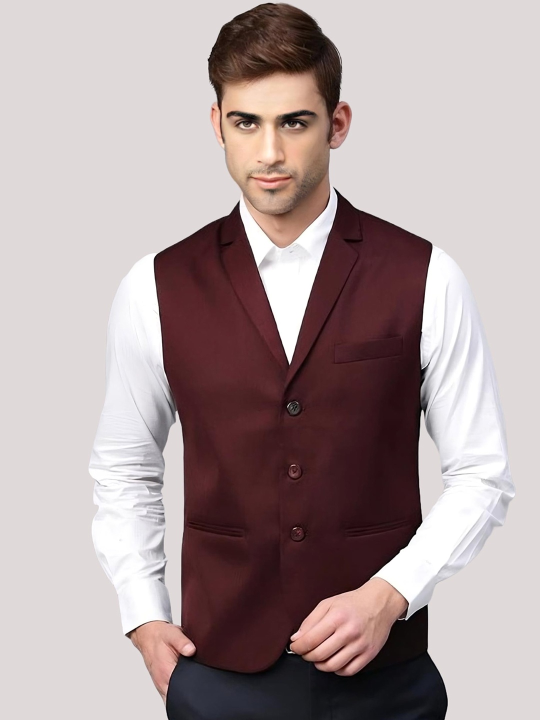 

BAESD Slim-Fit Satin Waistcoat, Maroon