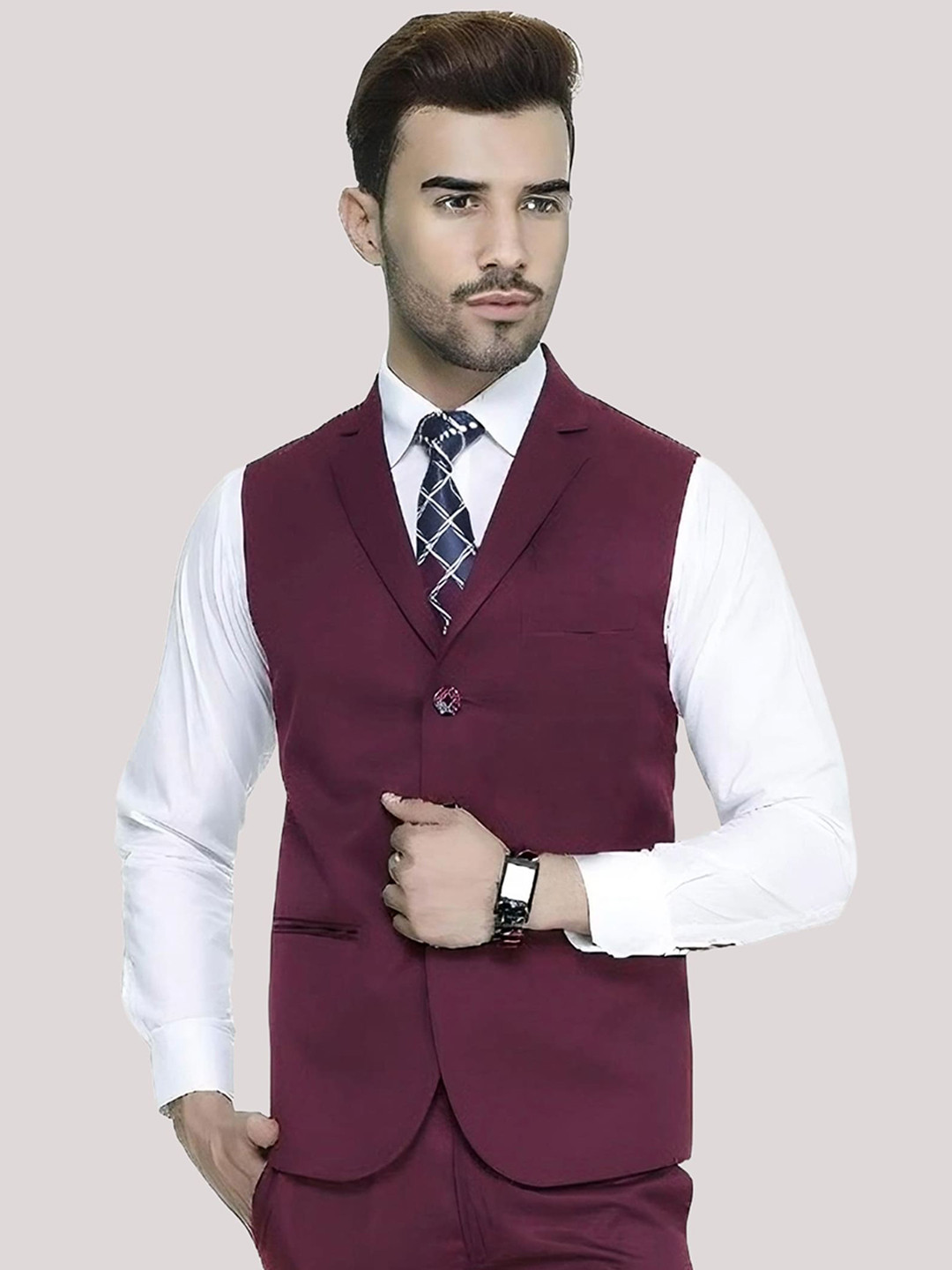 

BAESD Slim-Fit Satin Waistcoat, Maroon