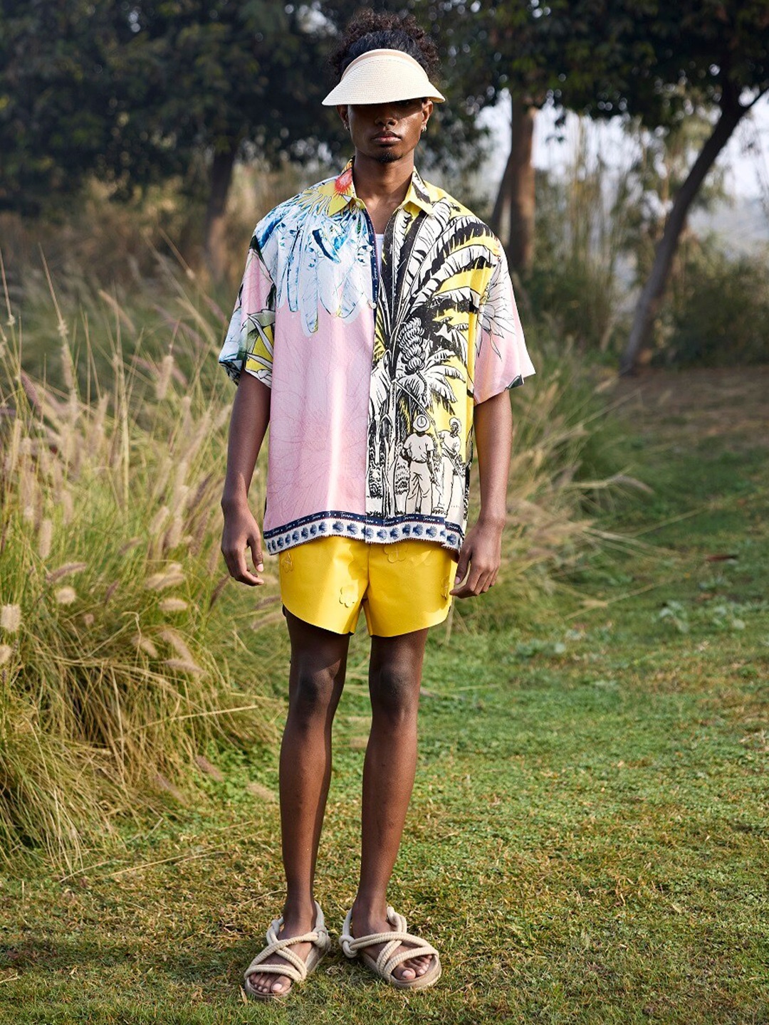 

Triune Classic Tropical Printed Opaque Casual Shirt, Pink