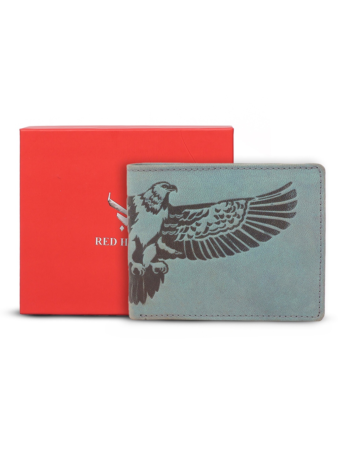 

REDHORNS Men Animal Printed Leather Two Fold Wallet, Blue