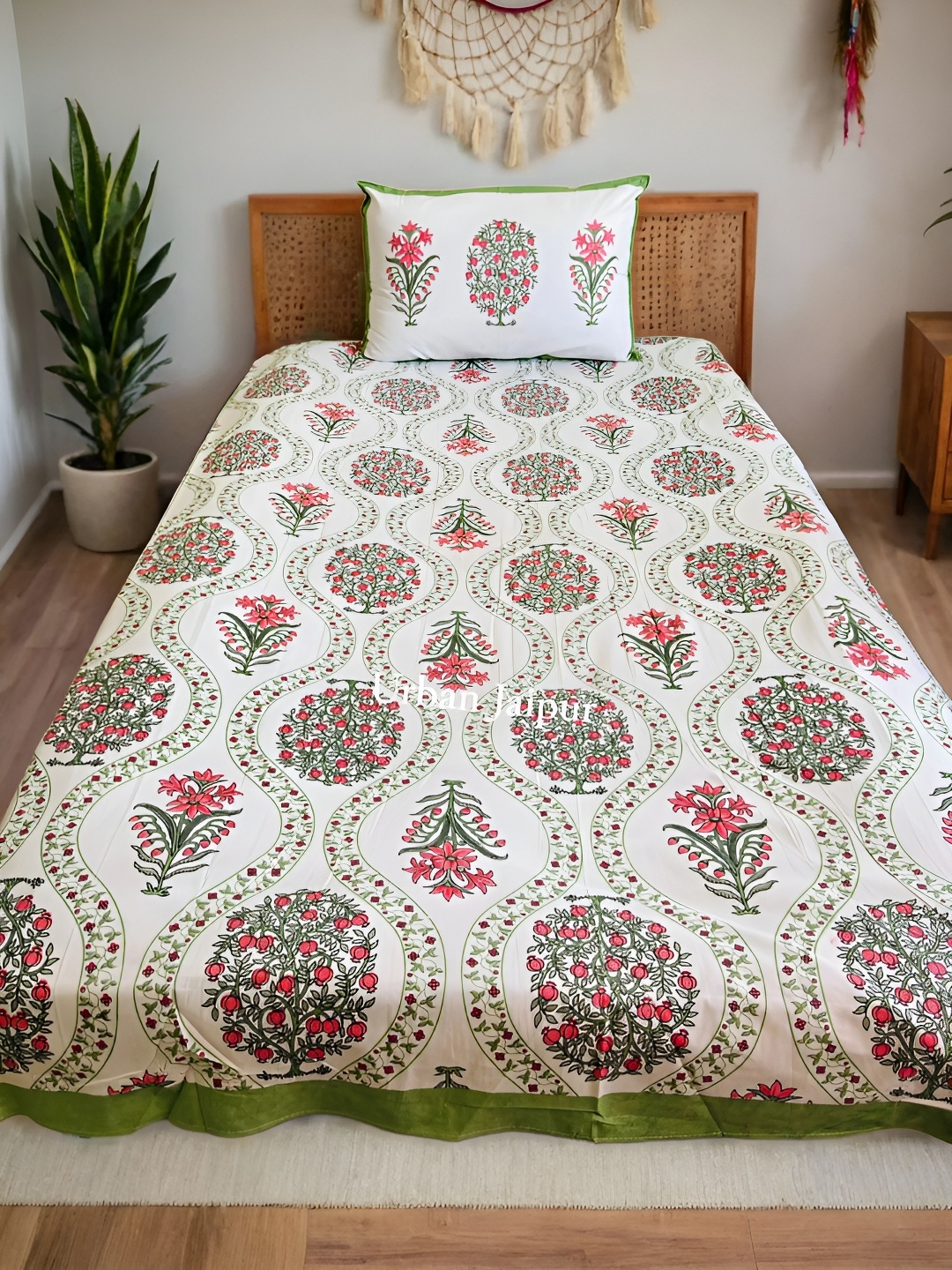 

Urban Jaipur White & Pink Floral Cotton 200 TC Single Bedsheet With 1 Pillow Cover