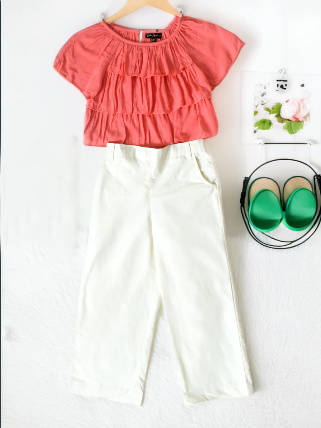 

BAESD Girls Cotton Top with Trouser, White