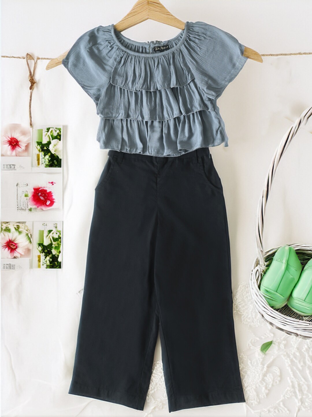 

BAESD Girls Pure Cotton Top With Trouser, Black