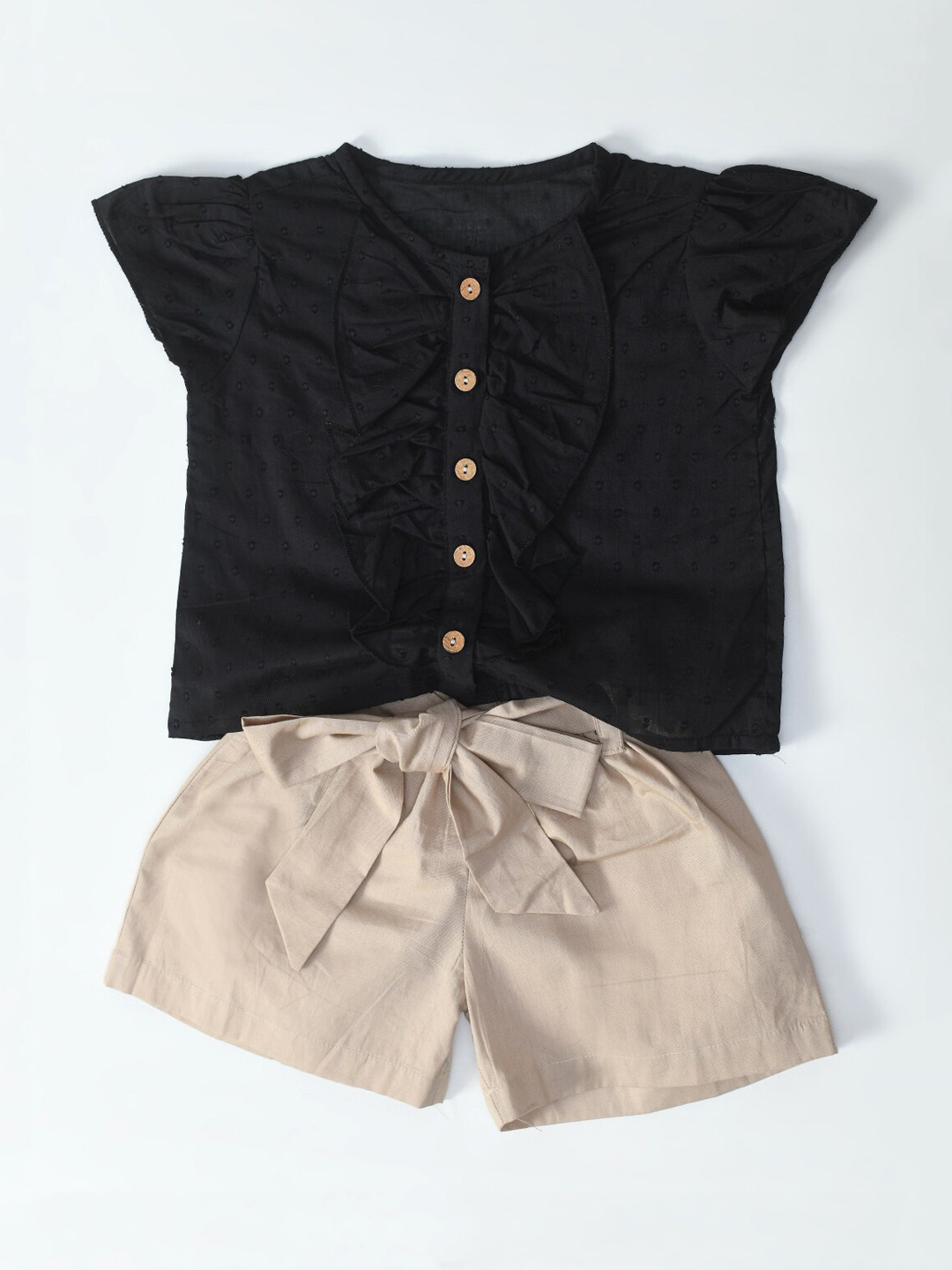 

BAESD Girls Cotton Top With Short, Black