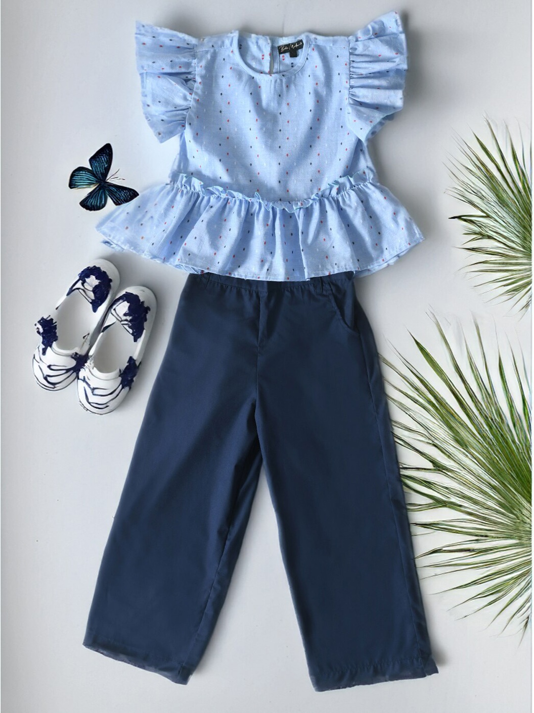 

BAESD Girls Top with Palazzos, Blue