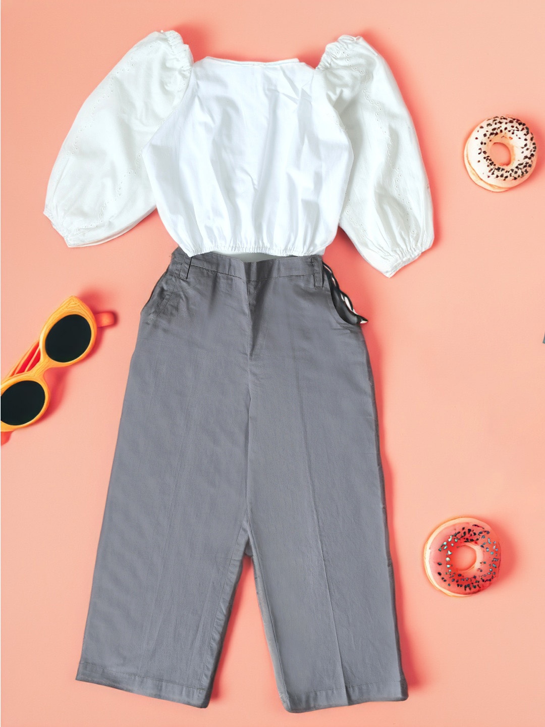 

BAESD Girls Cotton Top With Trouser, White