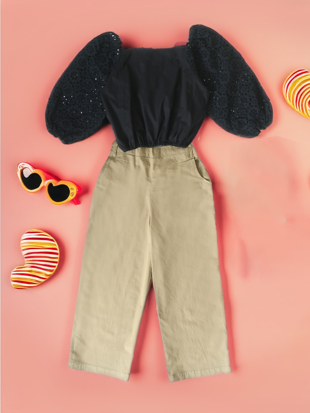 

BAESD Girls Cotton Top With Trouser, Black