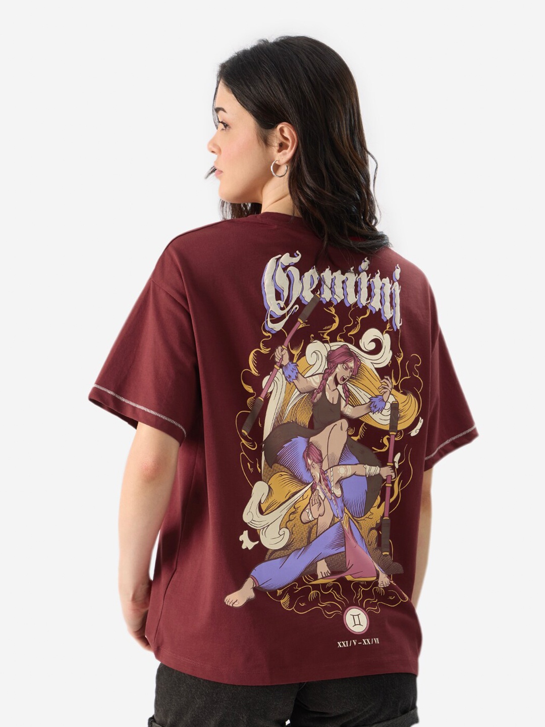 

The Souled Store Round Neck Printed Cotton T-shirt, Burgundy
